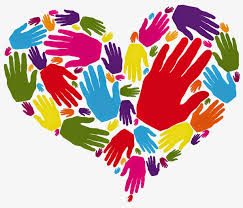 Colorful hands arranged in the shape of a heart